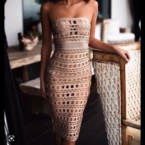 House of CB Demelza Bandage Cut Out Dress -with under garments